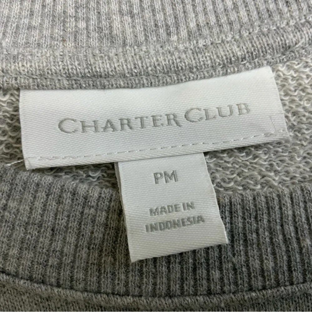 Charter Club Women’s PM Long Sleeve Gray Scottie Dog Graphic Puff Sweatshirt. - Picture 7 of 7